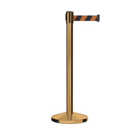 MONTOUR LINE Stanchion Belt Barrier Sat.Brass Post 13ft. Blk/Or Belt M630-SB-BOD-130